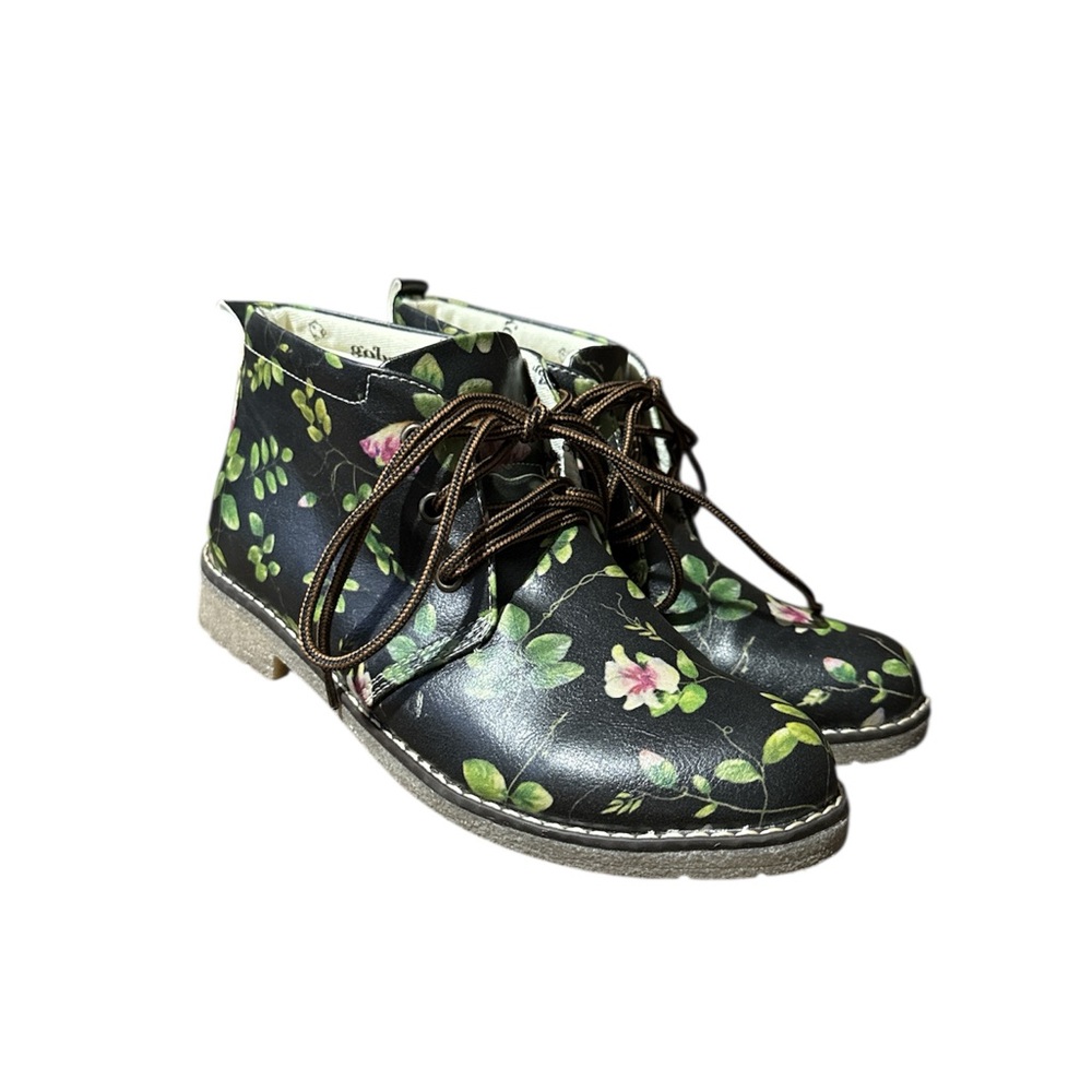 Floral Lace-Up Ankle Boots for Women